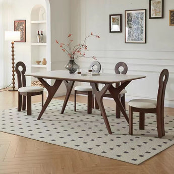 IGOR Solid Walnut Wood Sintered Stone Top Dining Table