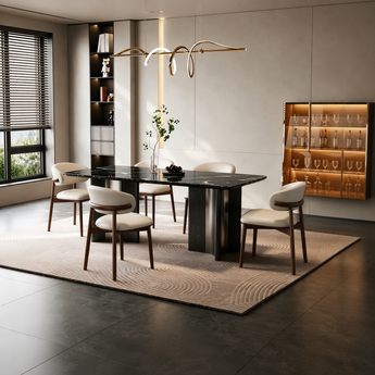 1.8M ROBYN Modern Light Luxury Black Marble Natural Stone Top Dining Table
