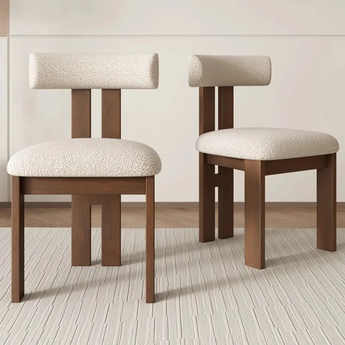 KAIA Teddy Boucle Fabric Solid Wood Dining Chair