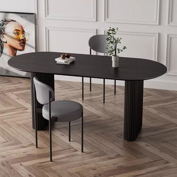 NAMI Solid Black Wood Dining Table