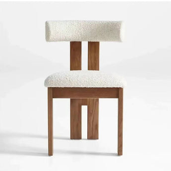 KAIA Teddy Boucle Fabric Solid Wood Dining Chair
