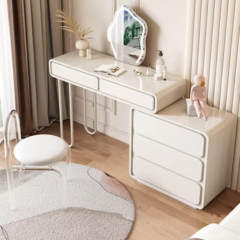 Elle Modern Luxury 4 Piece Big Extendable High Gloss Paint Cabinet Dressing Table Vanity Set
