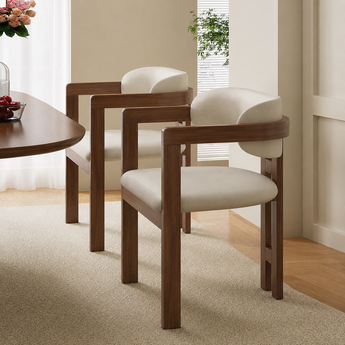 KAZE Solid Wood Leather Upholstery Dining Chair - Cocoa Walnut