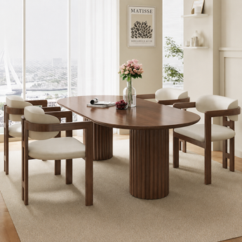 KAZE Solid Wood Leather Upholstery Dining Chair - Cocoa Walnut