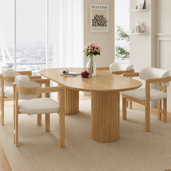 KAZE Solid Wood Leather Upholstery Dining Chair - Natural Oak