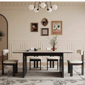 KENZO Modern Luxury Solid Wood Sintered Stone Top Dining Table - Black