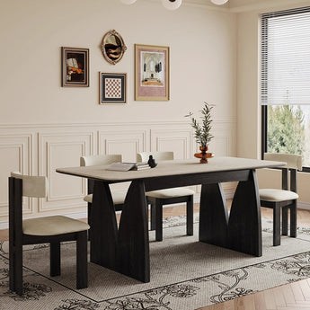 KENZO Modern Luxury Solid Wood Sintered Stone Top Dining Table - Black