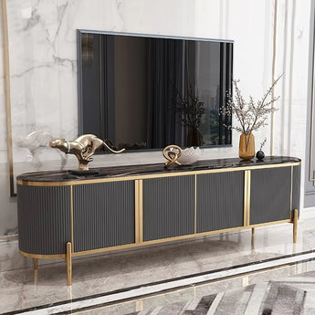 Kingston Black Marble Top TV Stand
