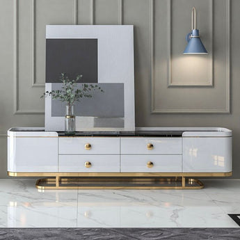 Knight Luxury Living Marble Top Solid Wood TV Stand Unit Cabinet