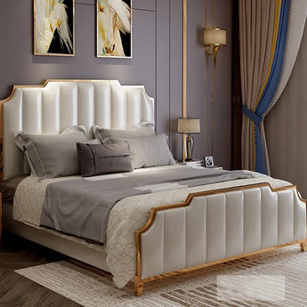Tiffany Upholstered Leather Solid Wood Bed Frame