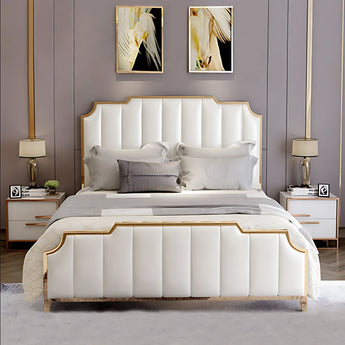 Tiffany Upholstered Leather Solid Wood Bed Frame