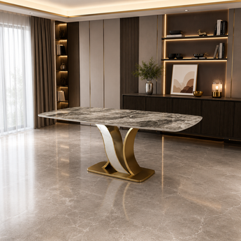 Modern Italian Luxury Lavenda Sintered Stone Top Dining Table - Smoke