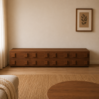 2.3M LEGOLAS Modern Luxury Solid Acacia Wood Cocoa Walnut TV Cabinet Stand