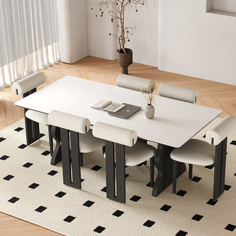 LOLA Modern Luxury Solid Wood White Sintered Stone Dining Table - Black