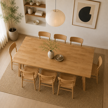 🟢 IN STOCK 8 Seater Dining SET Malaysian Oak Solid Wood 9 Piece Scandinavian Modern Luxury 1.8M LOFTUS Table and KODEE Dining Chairs