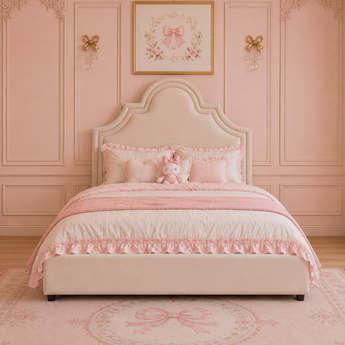 🟢 IN STOCK Roseanne Luxury Upholstered Velvet Suede QUEEN Gas Lifting Bed Frame