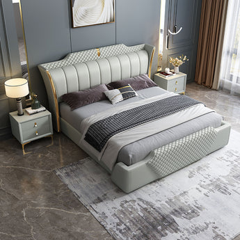 Lucienne Solid Wood Upholstered Leather Italian Bedframe