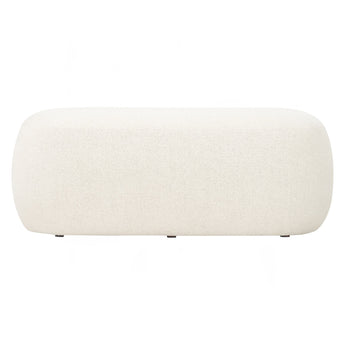 Classic Pouf Bench Ottoman Fabric Upholstery - Vanilla Cream Off White