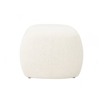 Classic Pouf Bench Ottoman Fabric Upholstery - Vanilla Cream Off White