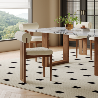 MAISON Solid Walnut Wood Sintered Stone Top Dining Table