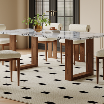 MAISON Solid Walnut Wood Sintered Stone Top Dining Table