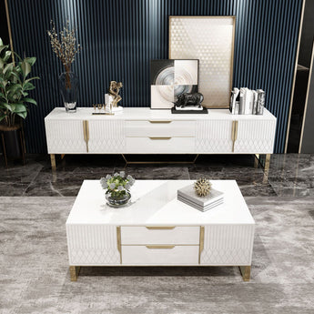 1.3M Majestic Luxury Living Sintered Stone Top Solid Wood Coffee Table