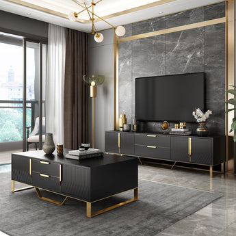 Majestic Luxury Living Sintered Stone Top Solid Wood TV Cabinet Unit Stand