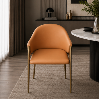 🟢 IN STOCK MYER Orange Ibiza Modern Italian Luxury Leather Dining Chair
