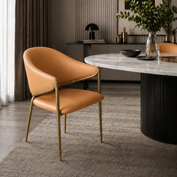 🟢 IN STOCK MYER Orange Ibiza Modern Italian Luxury Leather Dining Chair