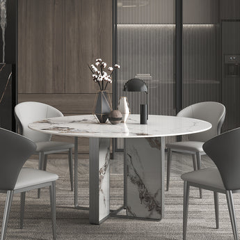 Maradyne Modern Luxury Marble Round Dining Table with Lazy Susan