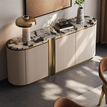 Mayhem Modern Italian Luxury Marble Top Solid Wood Sideboard Buffet