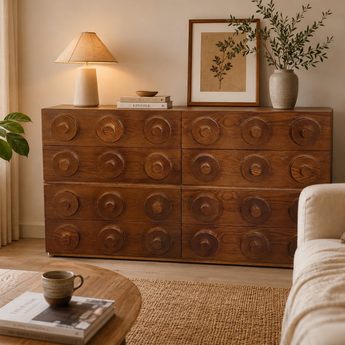 BELMONT Modern Luxury Solid Acacia Wood Cocoa Walnut Buffet Sideboard