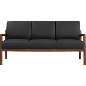 🟢 IN STOCK MENDO Malaysian Solid Oak Wood 3-Seater Leather Upholstery Sofa