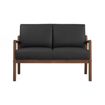 🟢 IN STOCK MENDO Malaysian Solid Oak Wood 2-Seater Loveseat Leather Upholstery Sofa