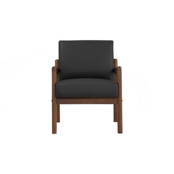 🟢 IN STOCK MENDO Malaysian Solid Oak Wood 1-Seater Single Leather Upholstery Sofa Armchair