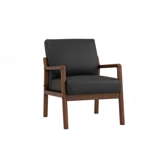 🟢 IN STOCK MENDO Malaysian Solid Oak Wood 1-Seater Single Leather Upholstery Sofa Armchair