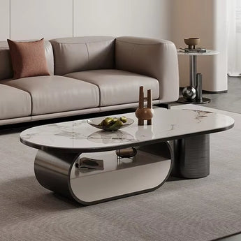 Mercury Modern Luxury Gold Marble Top Coffee Table Set