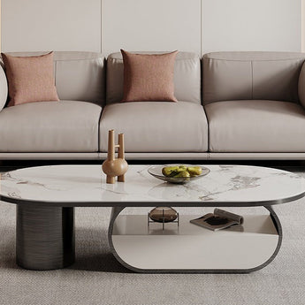 Mercury Modern Luxury Gold Marble Top Coffee Table Set