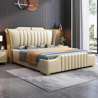 🟢 IN STOCK Milan Modern Italian Luxury Microfiber Leather KING Gas Lifting Bedframe