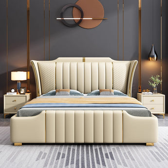 🟢 IN STOCK Milan Modern Italian Luxury Microfiber Leather KING Gas Lifting Bedframe