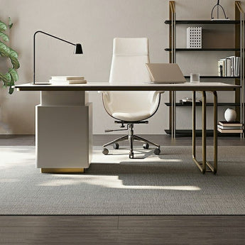 Philippe Modern Luxury Sintered Stone Top Solid Wood Executive Office Working Desk