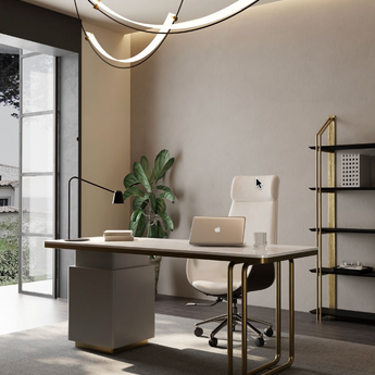 Philippe Modern Luxury Sintered Stone Top Solid Wood Executive Office Working Desk