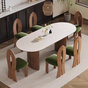 NAMI Sintered Stone Top Solid Walnut Wood Dining Table