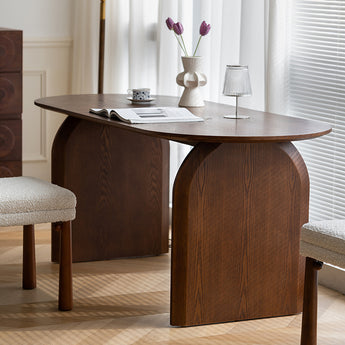 NARA Solid Walnut Wood Dining Table - Cocoa