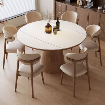 1.3M NIKO Extendable Sintered Stone Top Round Dining Table - Cocoa Walnut