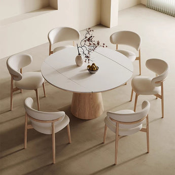 1.3M NIKO Extendable Sintered Stone Top Round Dining Table - Natural Oak