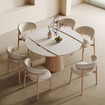 1.3M NIKO Extendable Sintered Stone Top Round Dining Table - Natural Oak