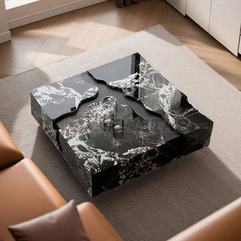 Nile River Marble Black Lioness Coffee Table