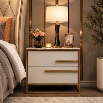 Majestic Symmetric Leather Nightstand