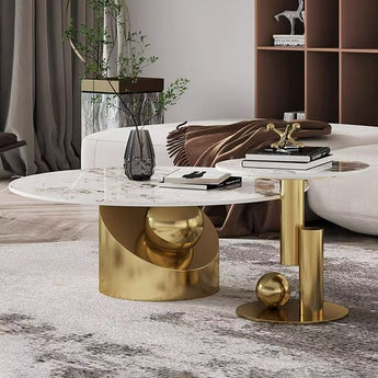 Odelia Modern Luxury Gold Marble Top Nesting Coffee Table Set